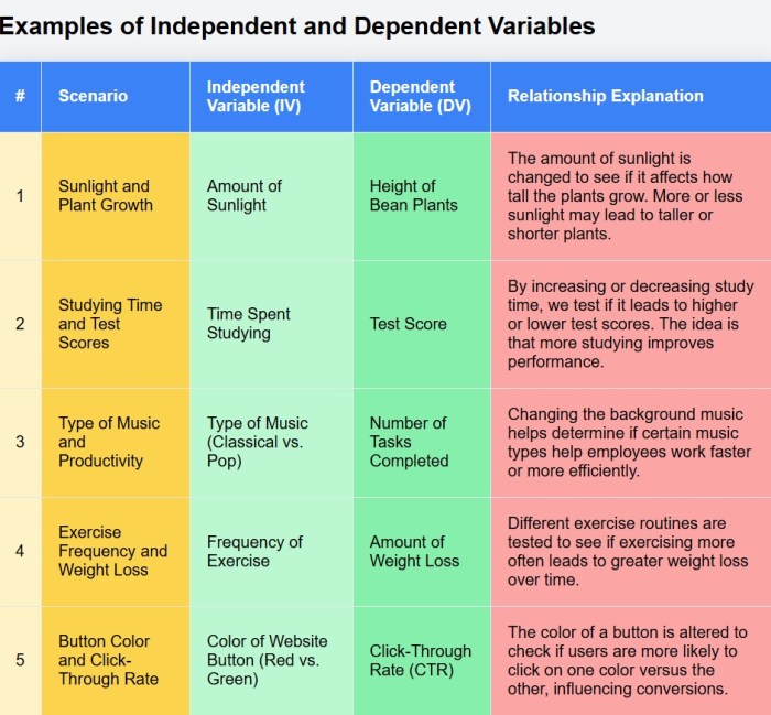 Independent Vs Dependent Variable Worksheet